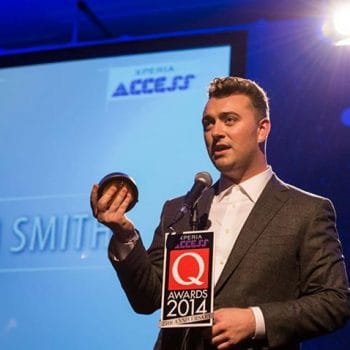 Sam Smith with his Q Award Designed by Buster + Punch